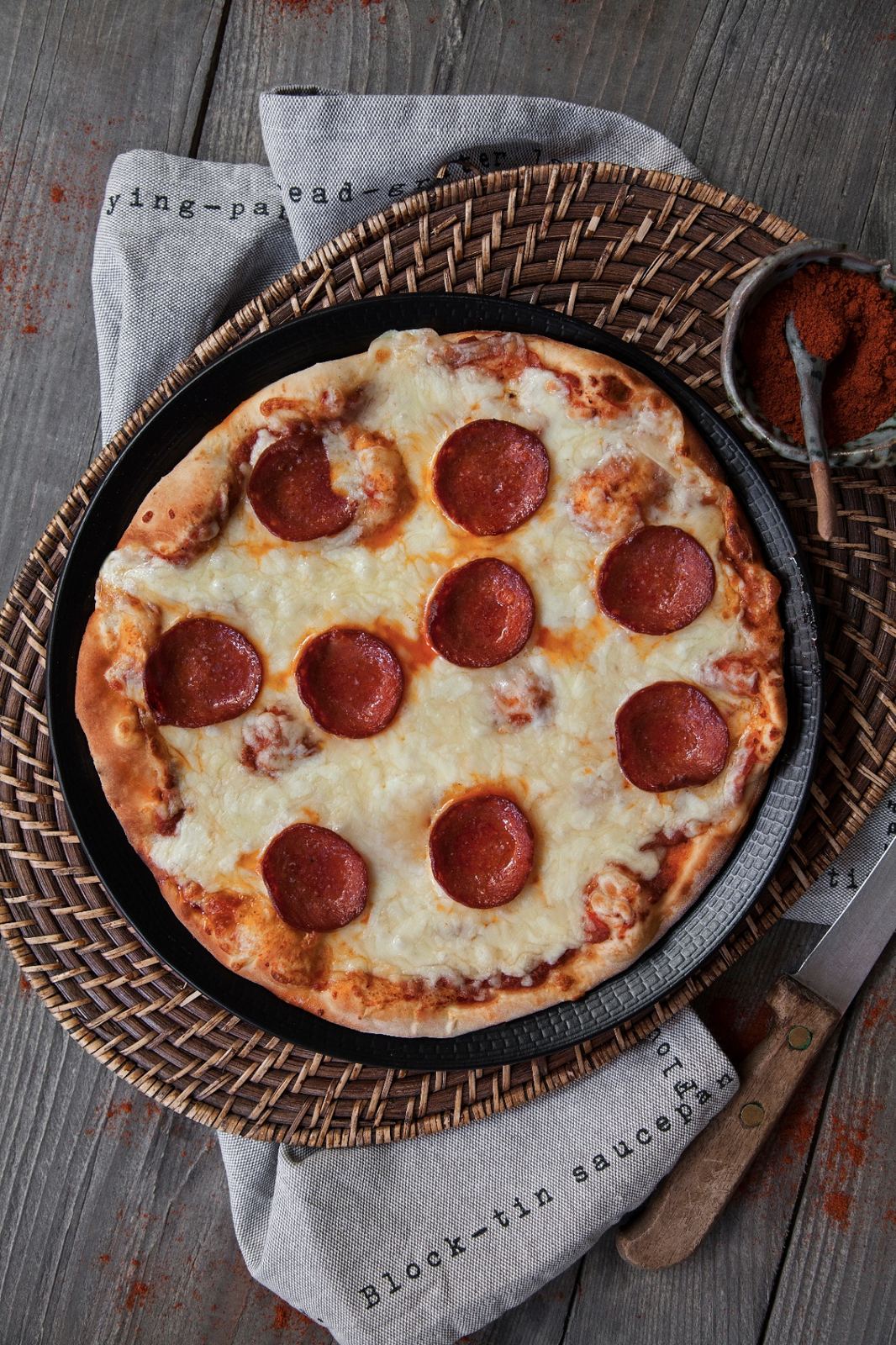Pepperoni pizza with melted cheese